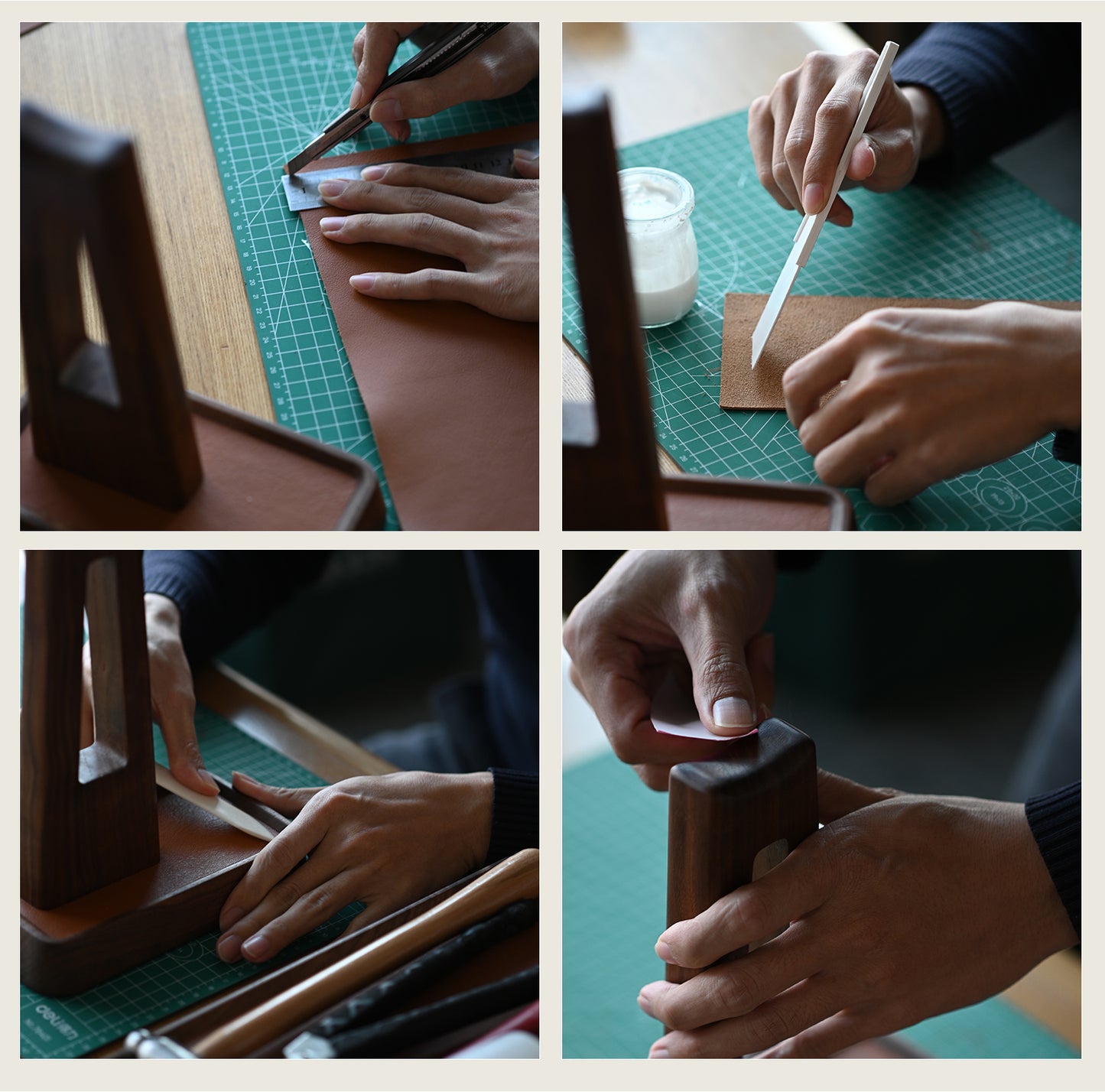 YUMORE Walnut leather Napkin holder