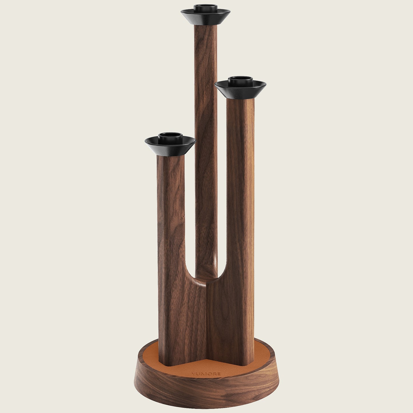 YUMORE Walnut leather candle holder