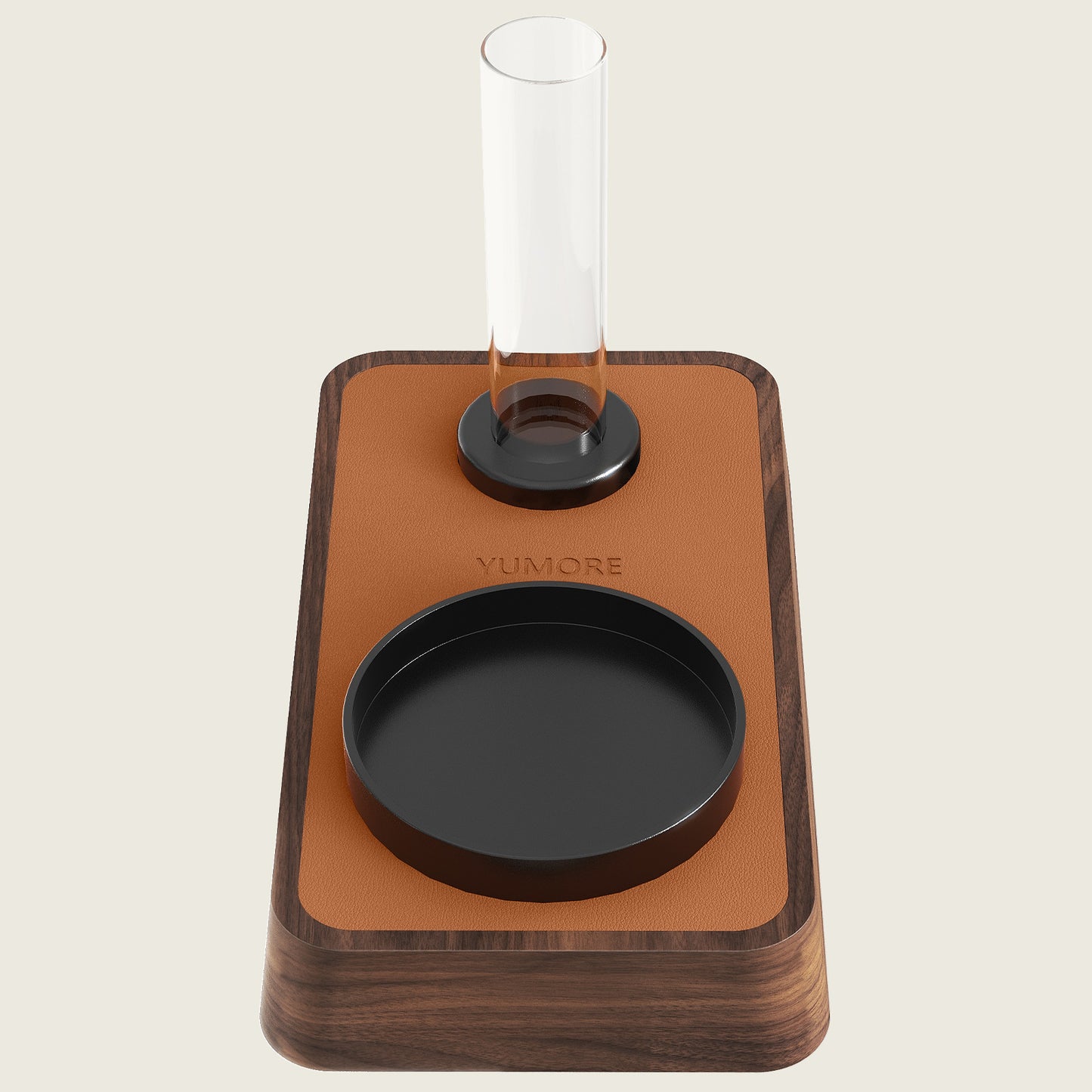 YUMORE Walnut leather candle holder