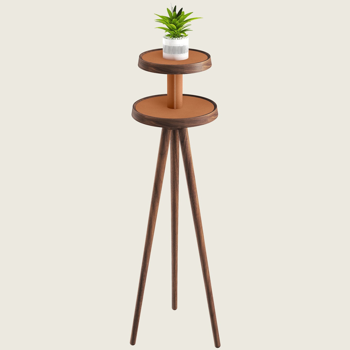 YUMORE Walnut leather plant stand